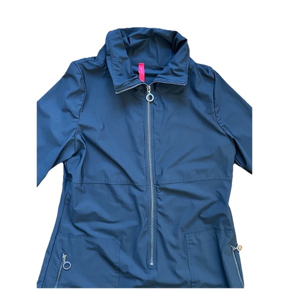 IC By Connie K Jumpsuit Women Barrel Leg Zip Up Lightweight Stretch Black Medium - Picture 3 of 11